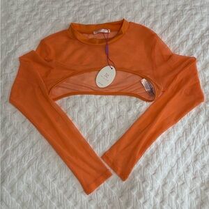Vibrant Orange Mesh Crop Top